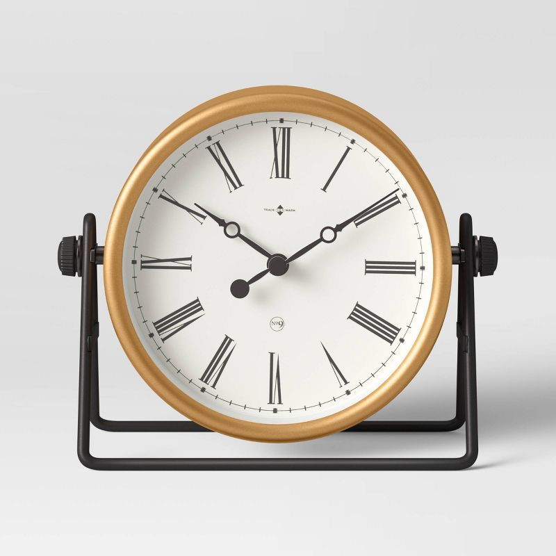6" Mantel Swivel Pocket Watch Clock Brass - Threshold™ | Target