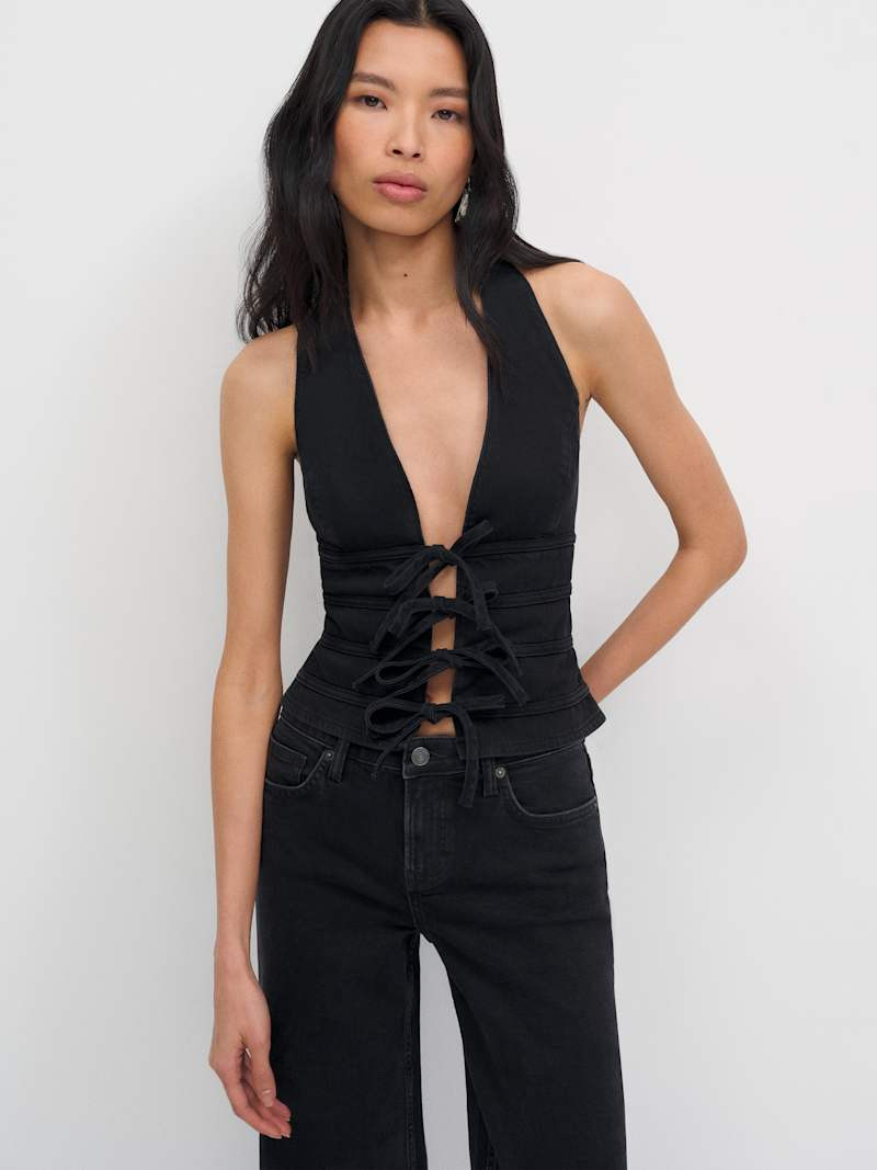 Kyleigh Denim Halter Top | Reformation (Global)