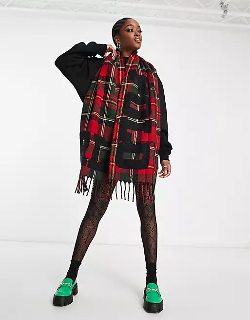 Polo Ralph Lauren logo scarf in red tartan | ASOS (Global)