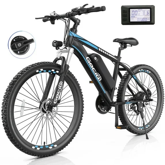 Gocio 500W 26" Electric Bike, 2.1" Electric Mountain Bike for Adults, 499Wh 48V 10.4Ah Battery 19... | Walmart (US)