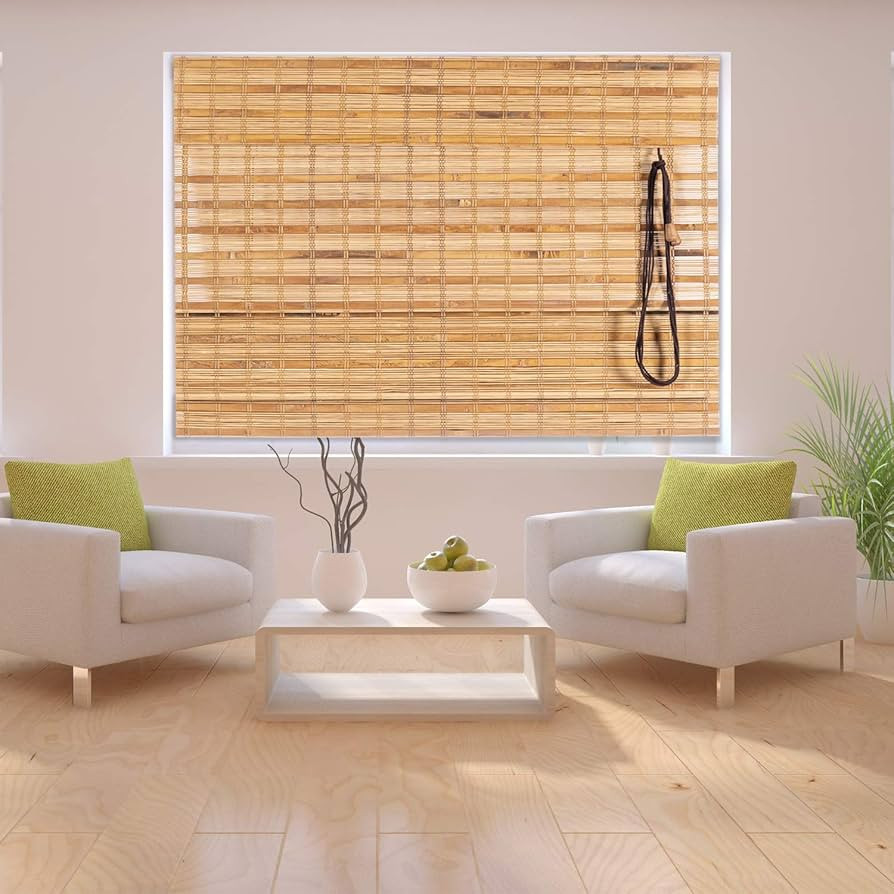Bamboo Roman Window Blinds Sun Shades, Dark Brown, 24W x 72H,Light Filtering Roller Shades, Any S... | Amazon (US)