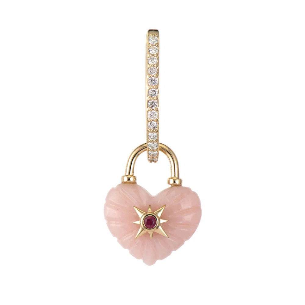 Carved Pink Opal Double Sided Heart Charms | Three Stories Jewelry