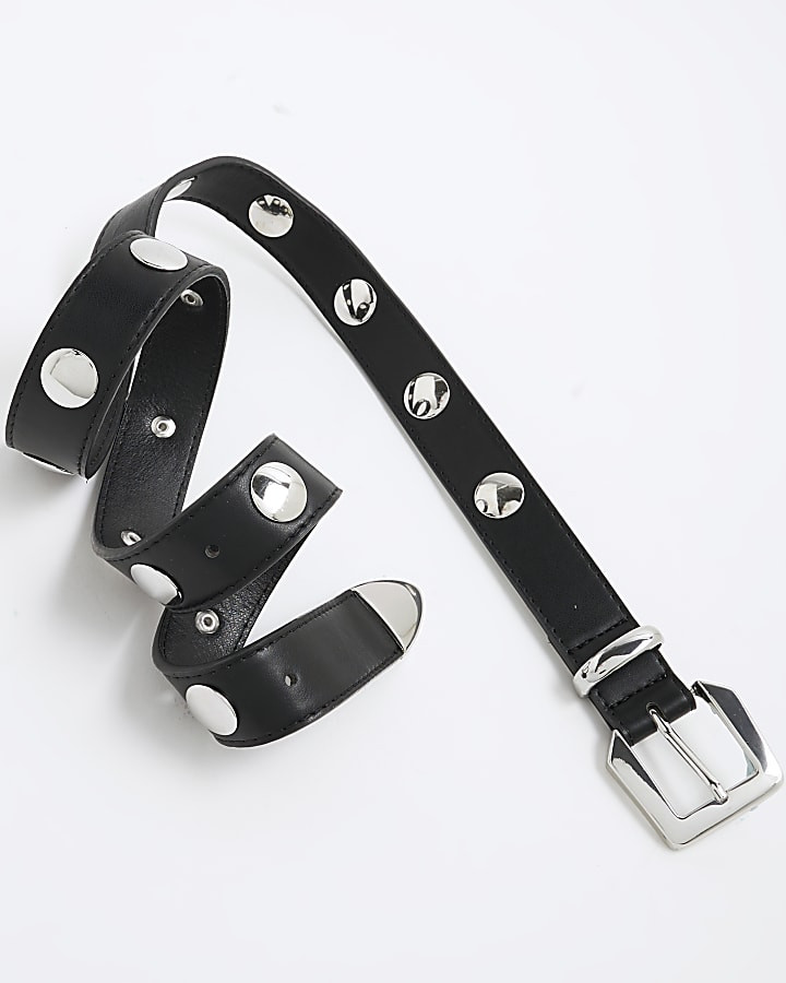 Black Studded Belt | River Island UK & IE