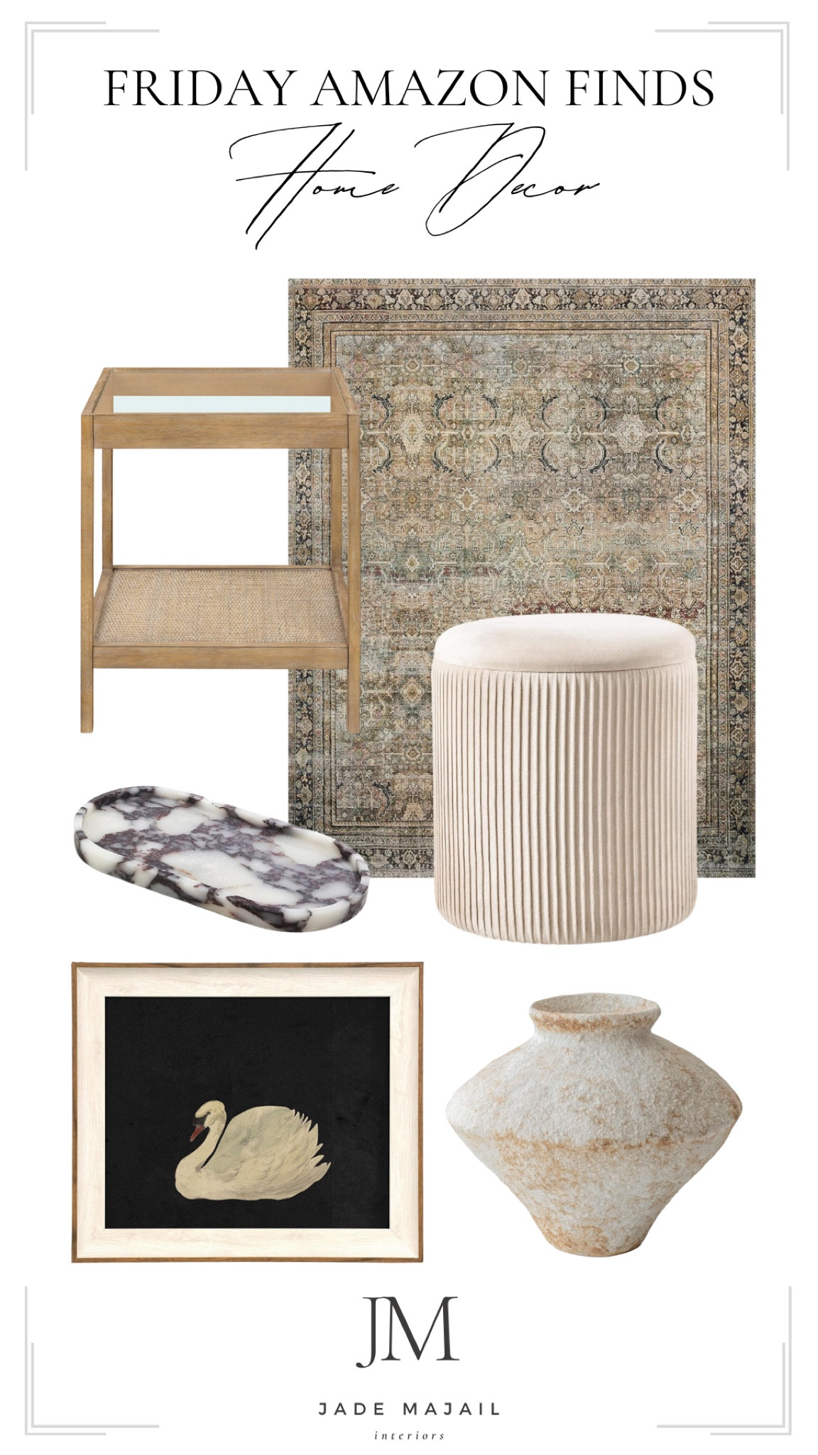 Friday Amazon Finds ✨

Moody rug, pouf ottoman, wall art, oak side table, vase, transitional style decor, modern home, modern furniture

#LTKFamily #LTKHome #LTKSaleAlert