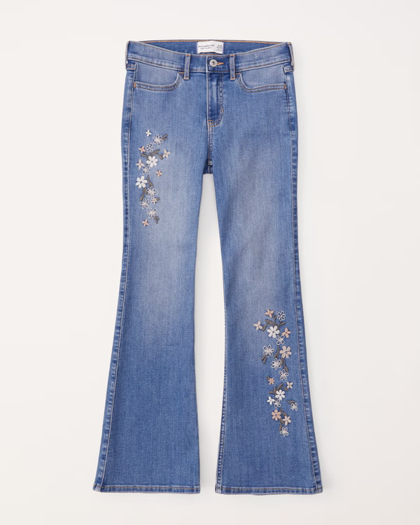 girls high rise flare jeans | girls bottoms | Abercrombie.com | Abercrombie & Fitch (US)