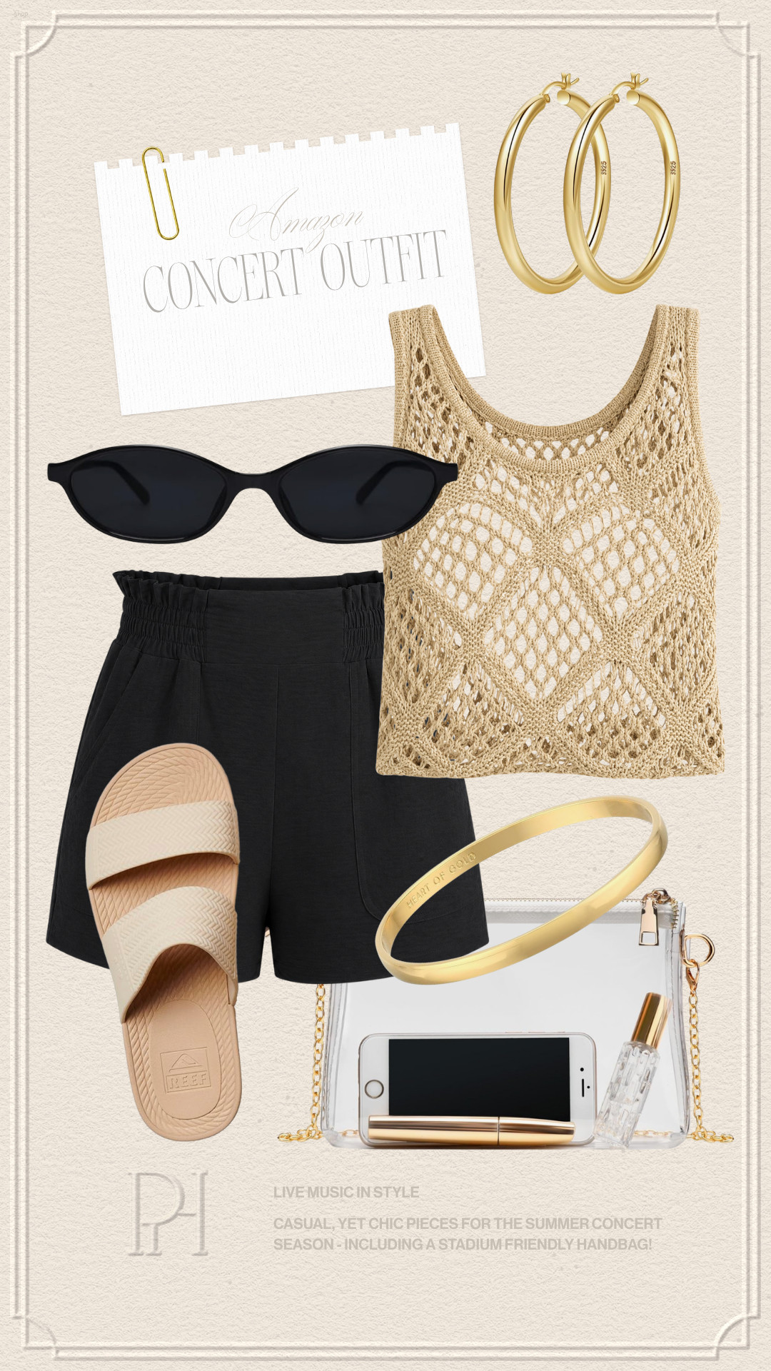 Super chic, yet casual Amazon finds to wear to your next concert this summer!

summer style, summer fashion, summer looks, summer outfit, concert style concert outfit, concert look, gold hoop earrings, gold bangle bracelet, black shorts, crochet top, crochet tank top, tan tank top, oval sunglasses, black sunglasses, clear handbag, clear purse, stadium handbag, sandals, summer shoes, summer footwear 

 #LTKgrwm #LTKSeasonal