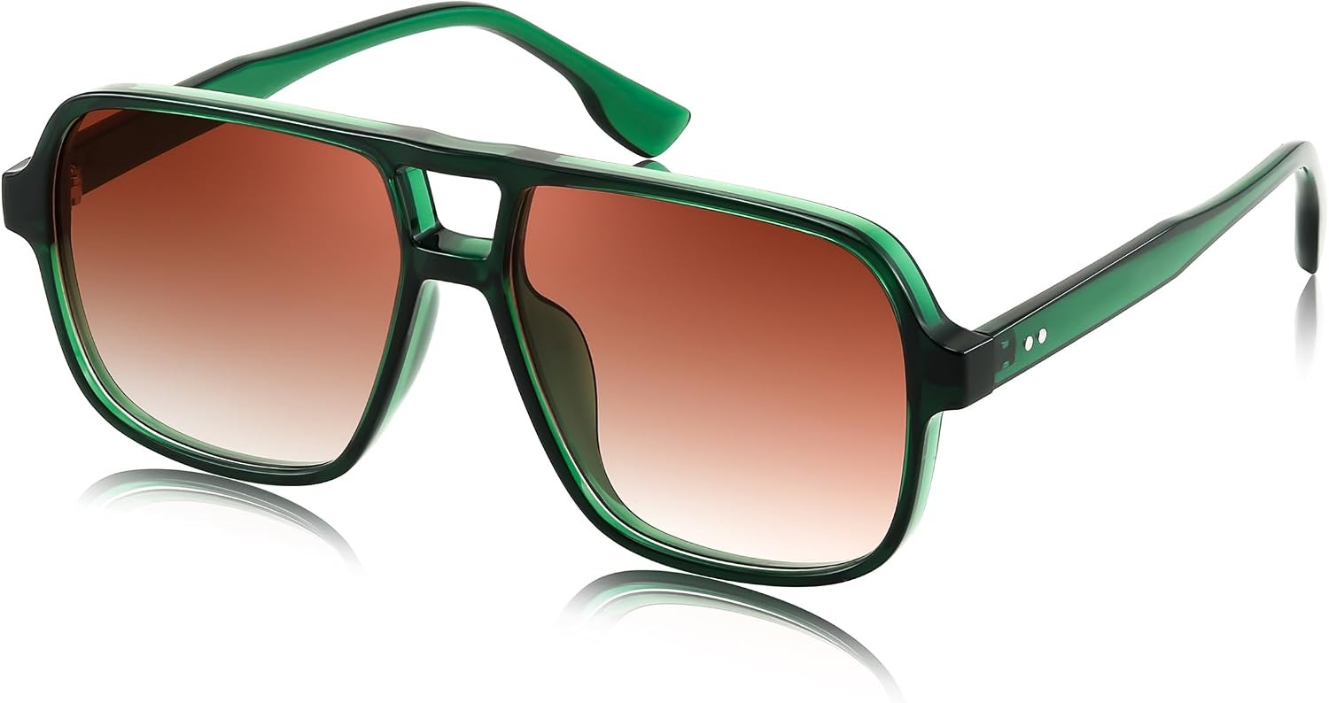 FEISEDY Retro Square Aviator Sunglasses Women Men 70s Vintage Trendy Plastic Frame Sun Glasses B4158 | Amazon (US)