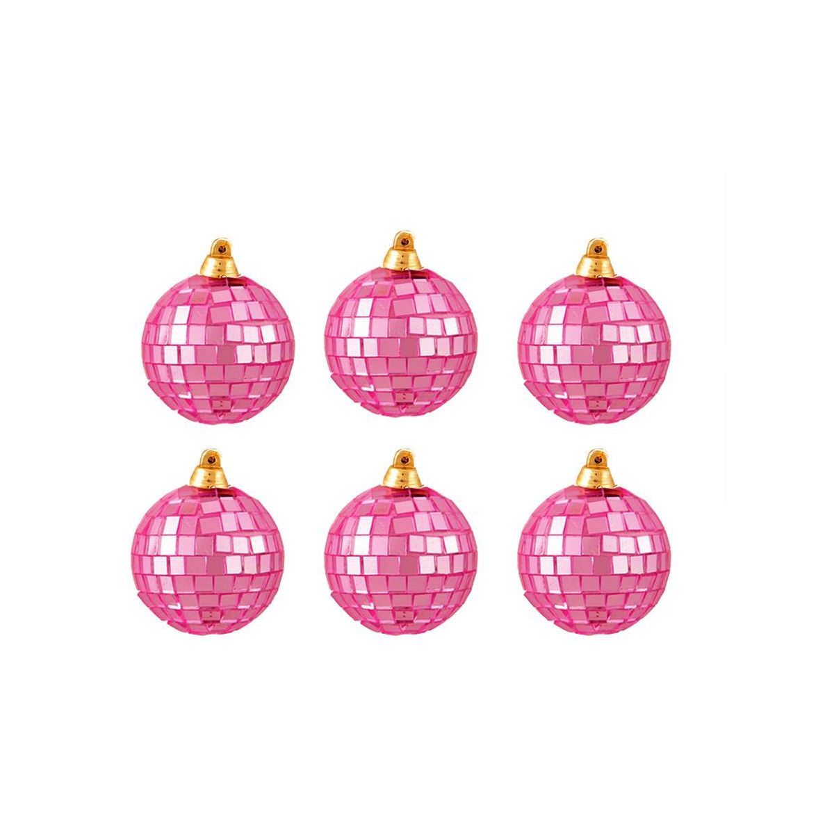 Northlight 6ct Bubblegum Pink Mirrored Glass Disco Ball Christmas Ornaments 2.75" (70mm) | Target