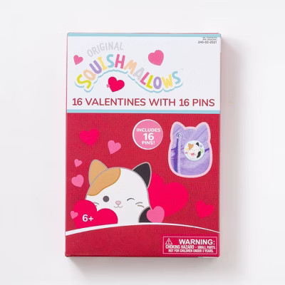 Paper Magic 16ct Squishmallow Pin Valentine's Day Exchange Cards | Target