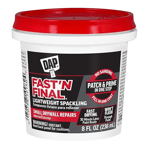 DAP Fast 'N Final Lightweight Spackling, White, 8 Oz (7079812140) | Amazon (US)