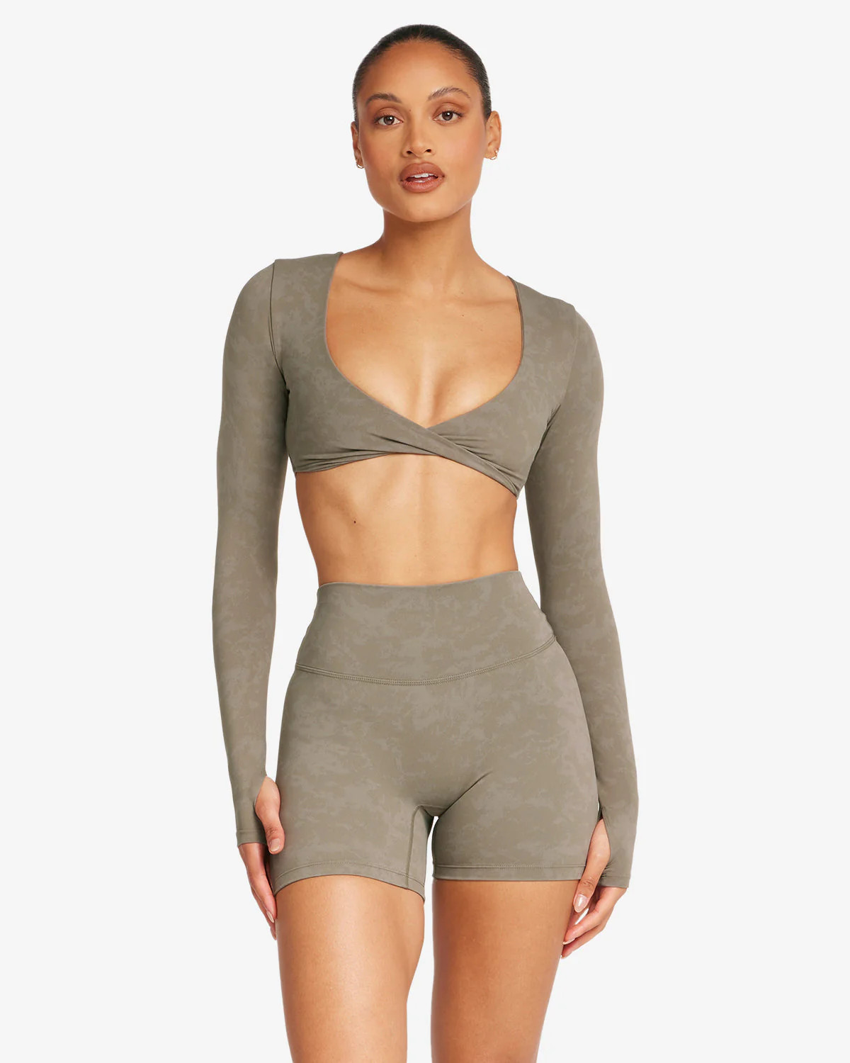 Fade Sierra Long Sleeve Crop | Olive | Crop Shop Boutique US
