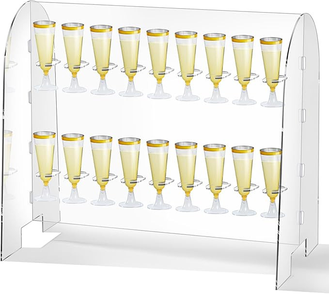 Tanlade Acrylic Champagne Wall Holder 2 Tier Wine Glass Stemware Rack 18 Slots Champagne Stand Ho... | Amazon (US)