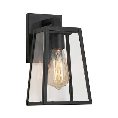 10.5" Metal/Seeded Glass Modern Outdoor Wall Light Black - LNC: ETL Listed, Weatherproof, LED-Compatible | Target