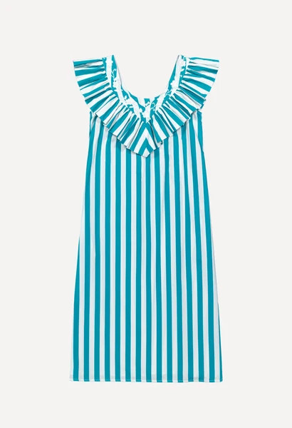 Andrea Wide Stripe Turquoise Midi Dress | Mi Golondrina