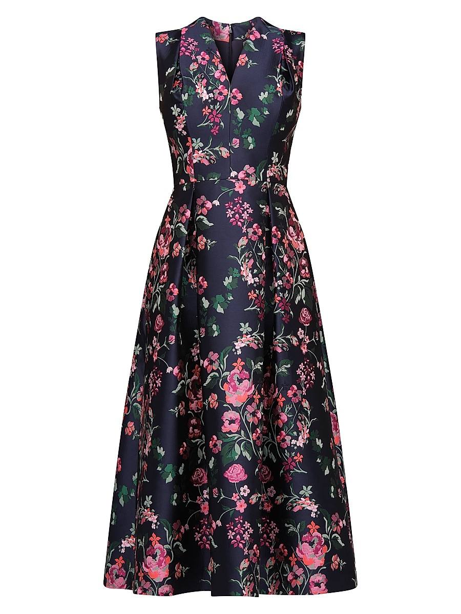 Women's Rhea Floral-Jacquard Midi Dress - Ink Blue Multi - Size 4 | Saks Fifth Avenue