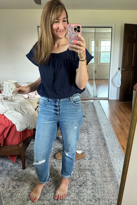 Moving week= messy room but at least I got dressed today. 😆 OOTD my favorite boyfriend distressed jeans and a gauzy top  

#LTKSeasonal #LTKunder50 #LTKunder100