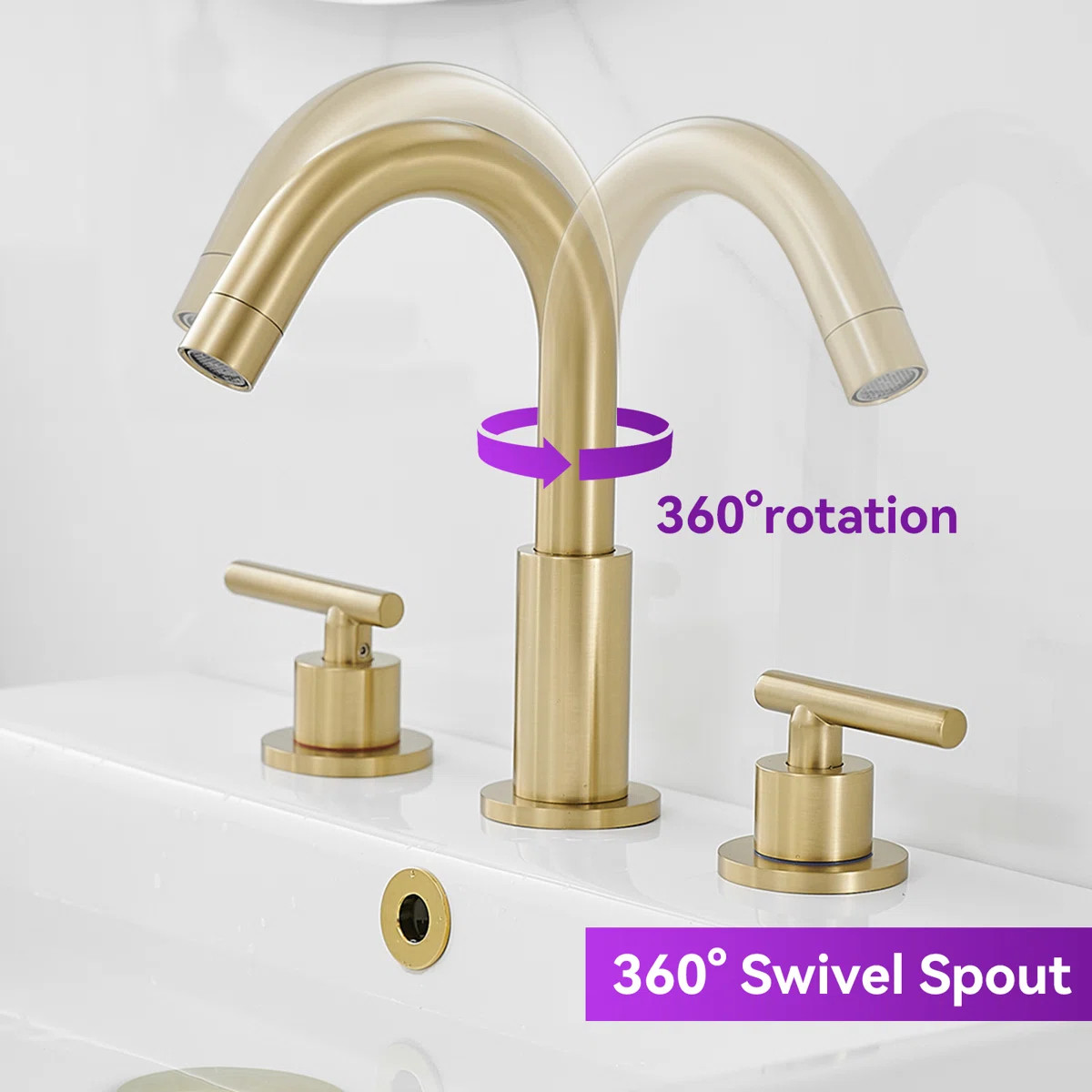 Widespread Bathroom Faucet 3 Hole, 2 Handle Sink Faucet Bathroom Vanity with 360 Degree Swivel Sp... | Wayfair North America