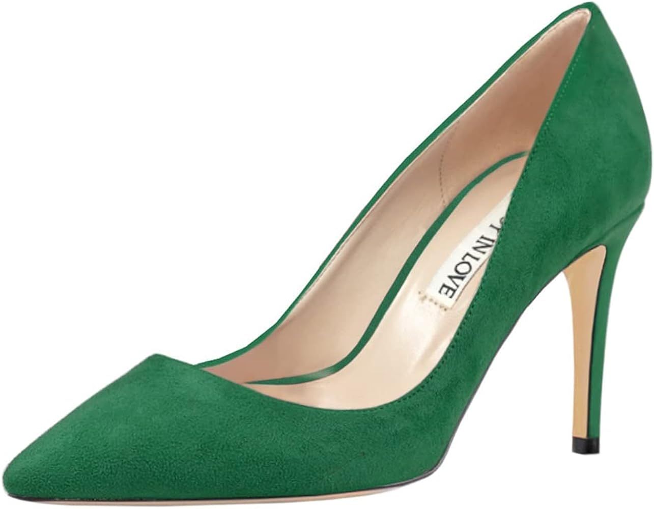 JOY IN LOVE Women's Pumps Shoes 3.5" High Heels Pointy Toe Stiletto Pumps | Amazon (US)