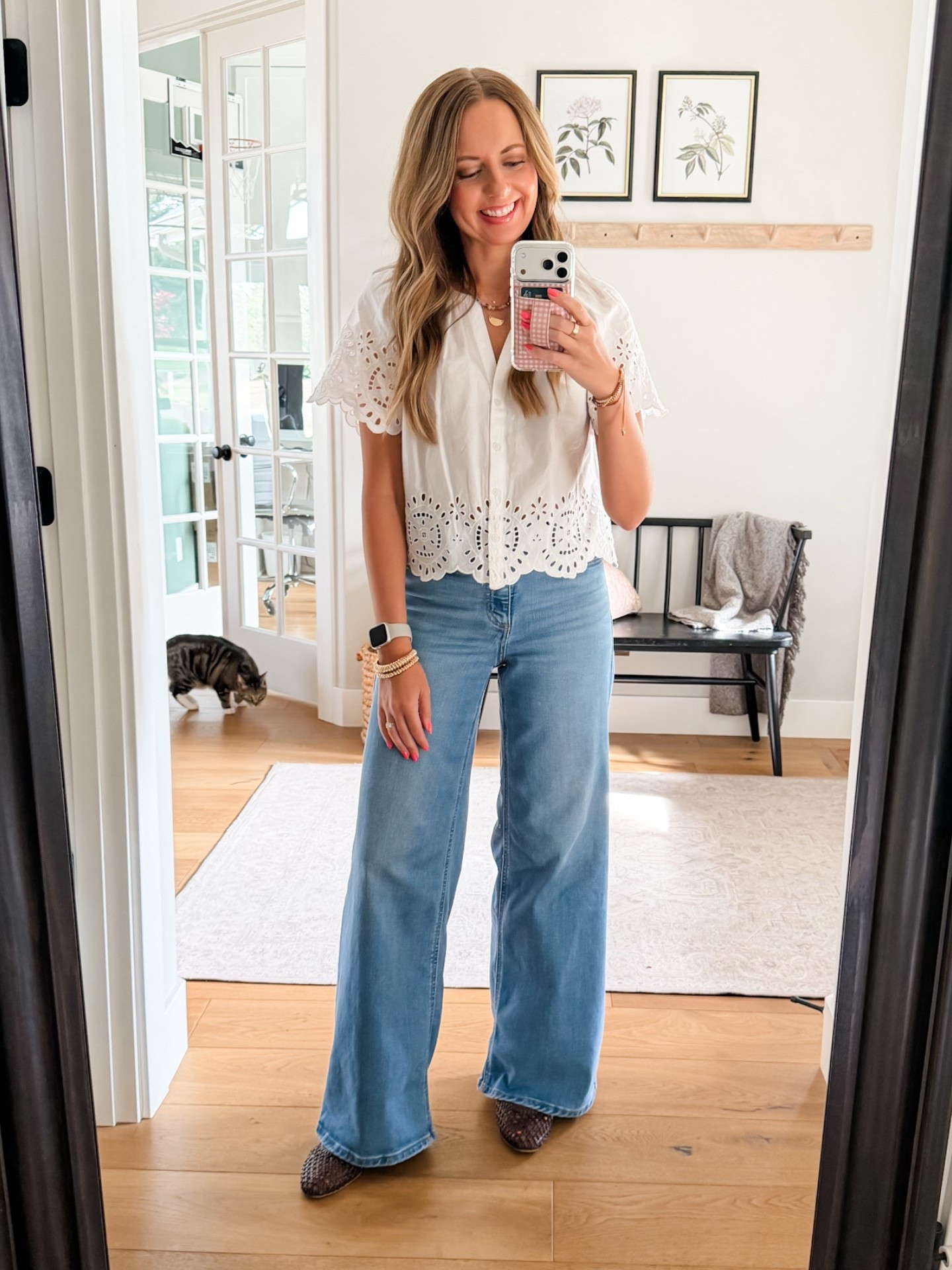 Target spring outfit 🤍 

Wide leg jeans that still flatter the 🍑👌🏼 Eyelet top is mostly sold out in the white but still a few sizes in black! 

These Mary Jane shoes are SO comfortable! 10/10

#LTKmomlife #LTKOver40 #LTKootd