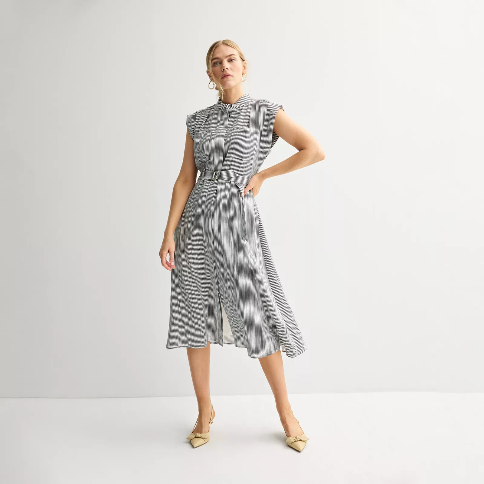 Women's Nine West Cap Sleeve Midi Shirt Dress | Kohl's