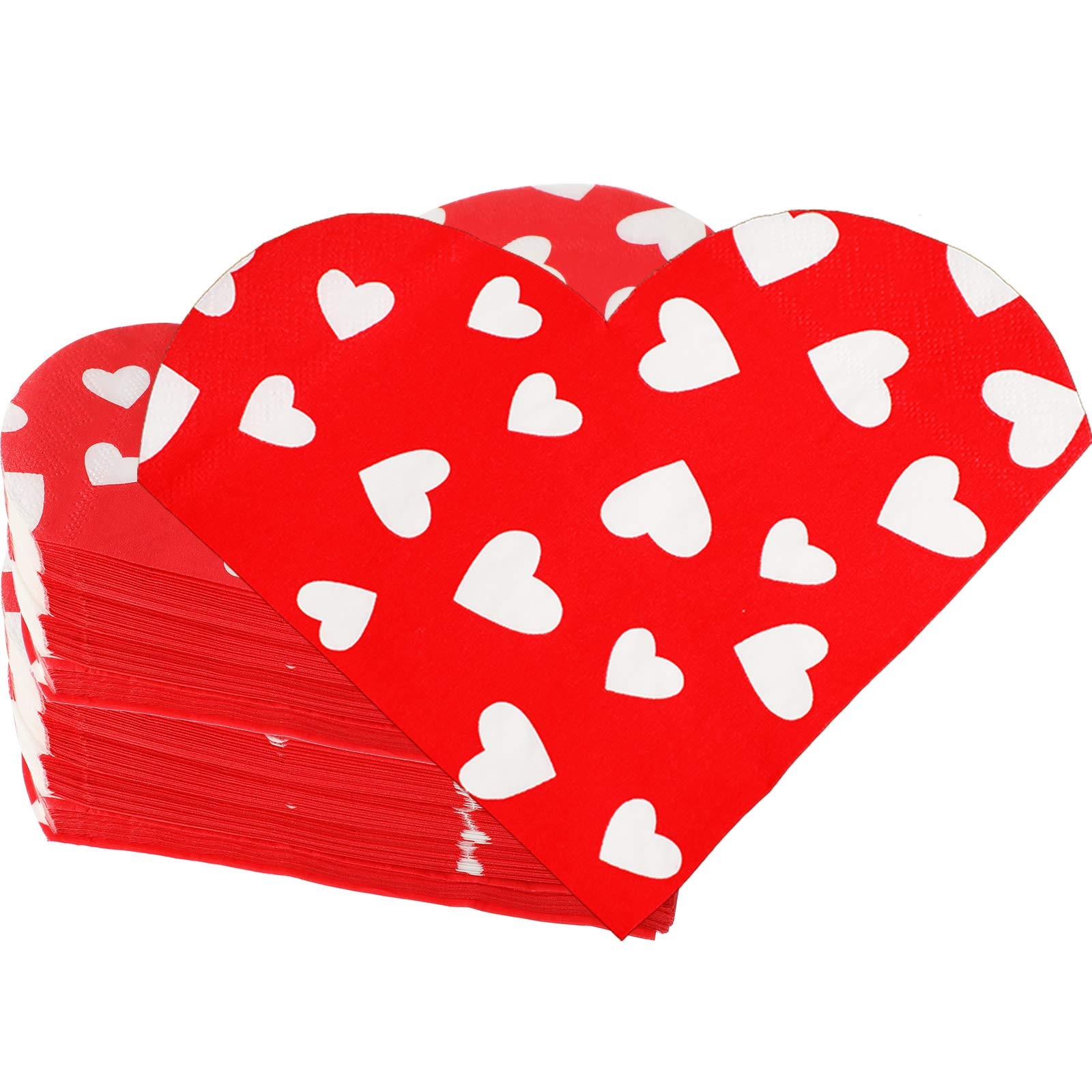 Zonon 80 Pack Valentine's Day Hearts Paper Napkins Folded Heart Shaped Disposable Cocktail Napkin... | Amazon (US)