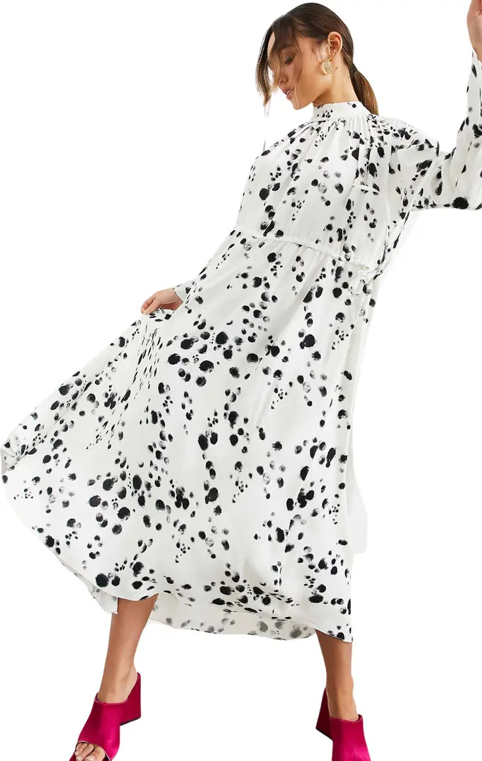 ASOS DESIGN EDITION Spot Print Drawstring Midi Dress | Nordstrom | Nordstrom