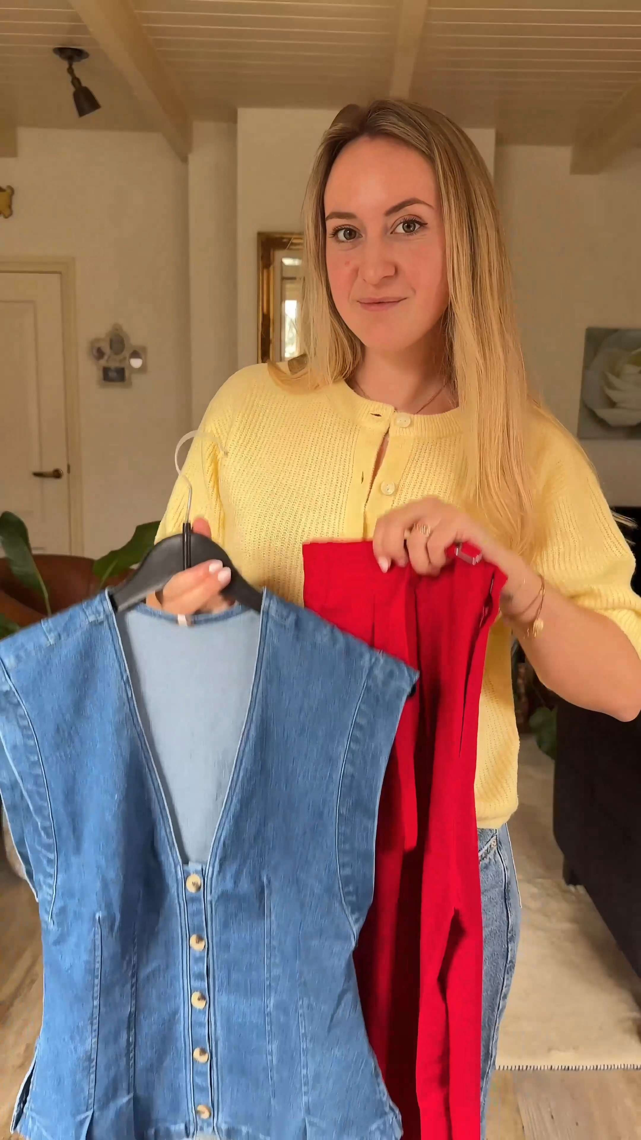 spring outfit in red trousers, blue denim top summer ready  

 #LTKspring #LTKeurope #LTKstyletip