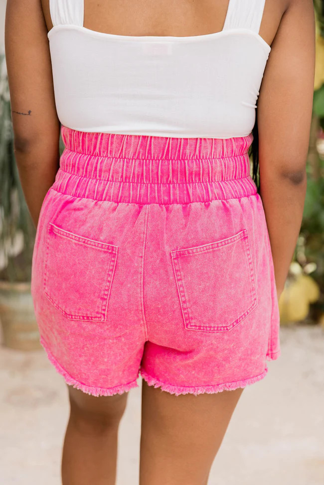Let's Run Away Hot Pink Smocked Shorts | Pink Lily