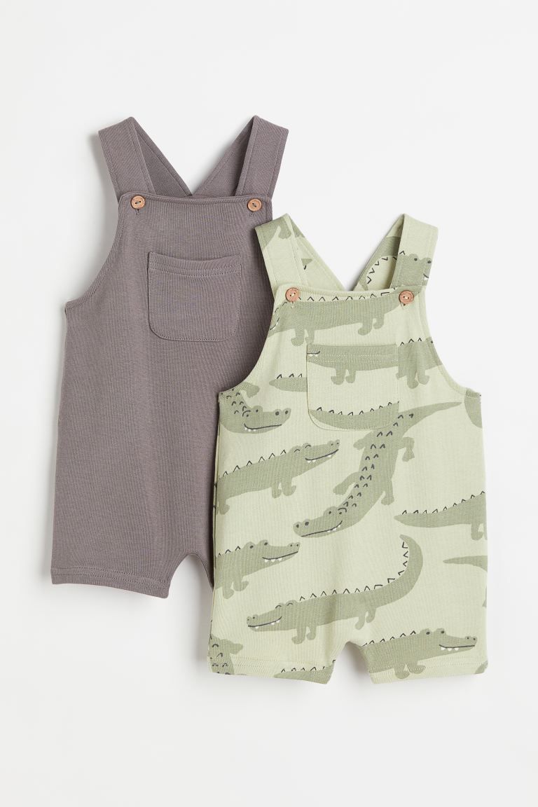 Sleeveless romper suits in lightweight cotton sweatshirt fabric. Wide shoulder straps with a butt... | H&M (US + CA)