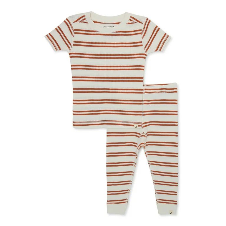 easy-peasy Toddler Unisex Organic Short Sleeve Top and Pants Pajama Set, 2-Piece, Sizes 12M-5T | Walmart (US)