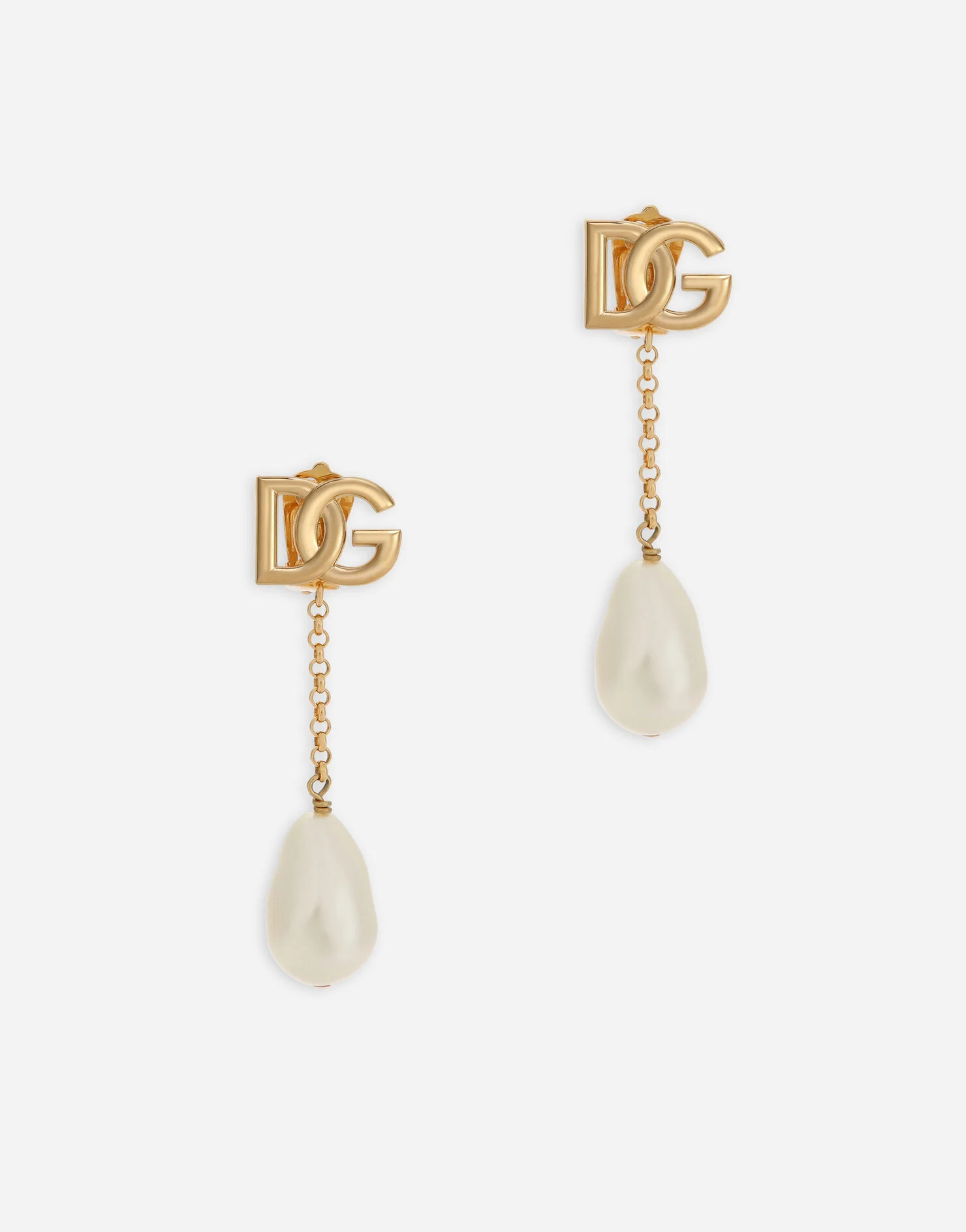 Drop earrings with pearls and DG logo | Dolce & Gabbana US