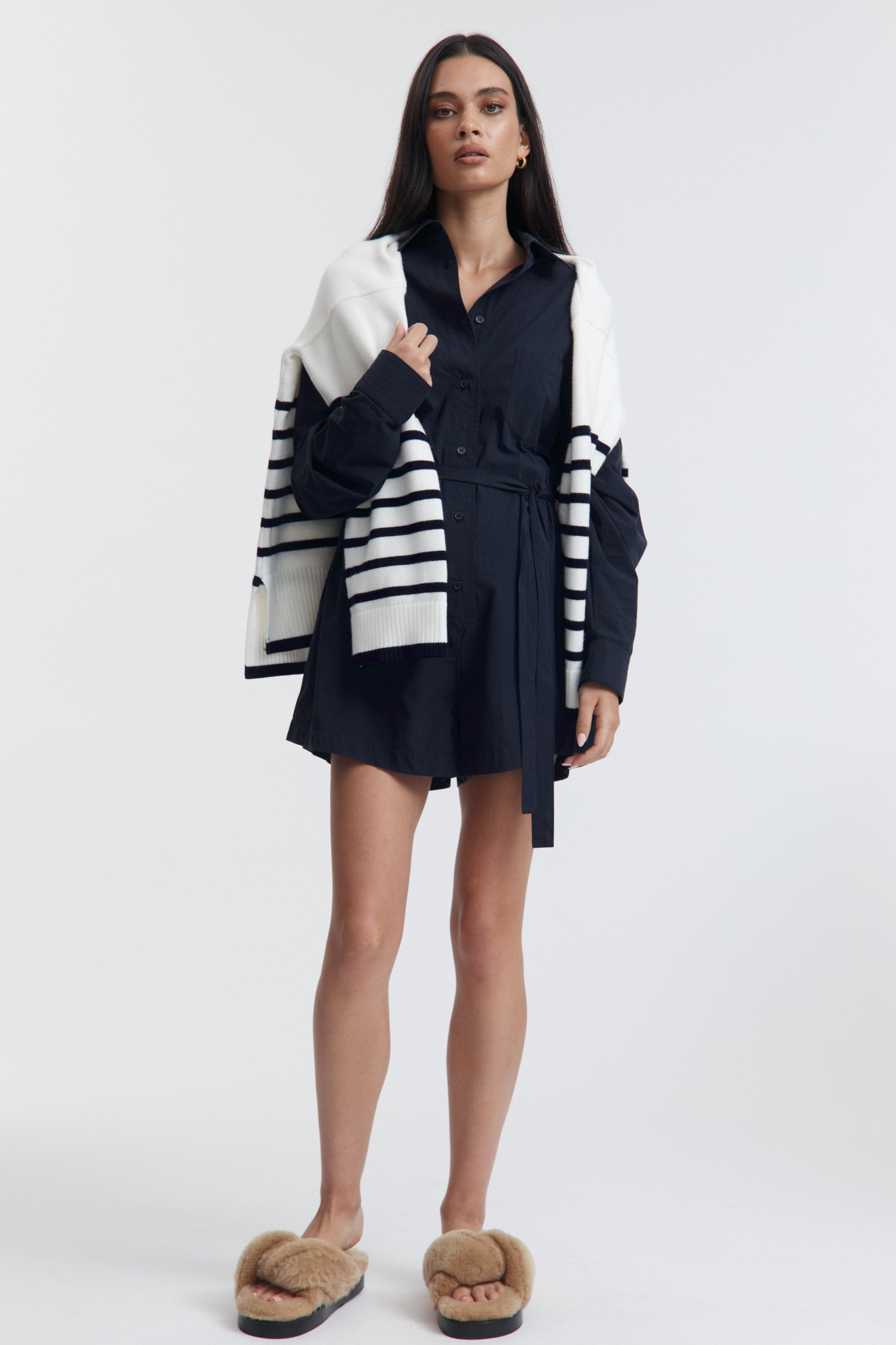 Louie Poplin Romper (Washed Navy) | Legoe Heritage Maternity APAC