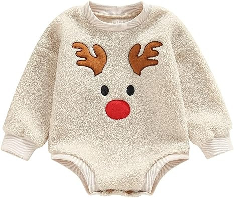 Baby Girl Boy Crewneck Sweatshirt Long Sleeve Romper Oversized Waffle Knit Sweater Bodyusuit Pull... | Amazon (US)