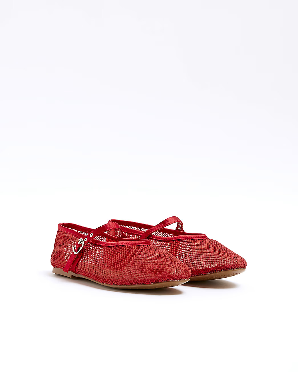 Red mesh mary jane ballet pumps | River Island (UK & IE)