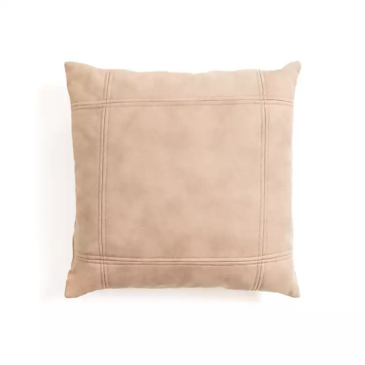 New! Taupe Faux Leather Splice Throw Pillow | Kirkland's Home