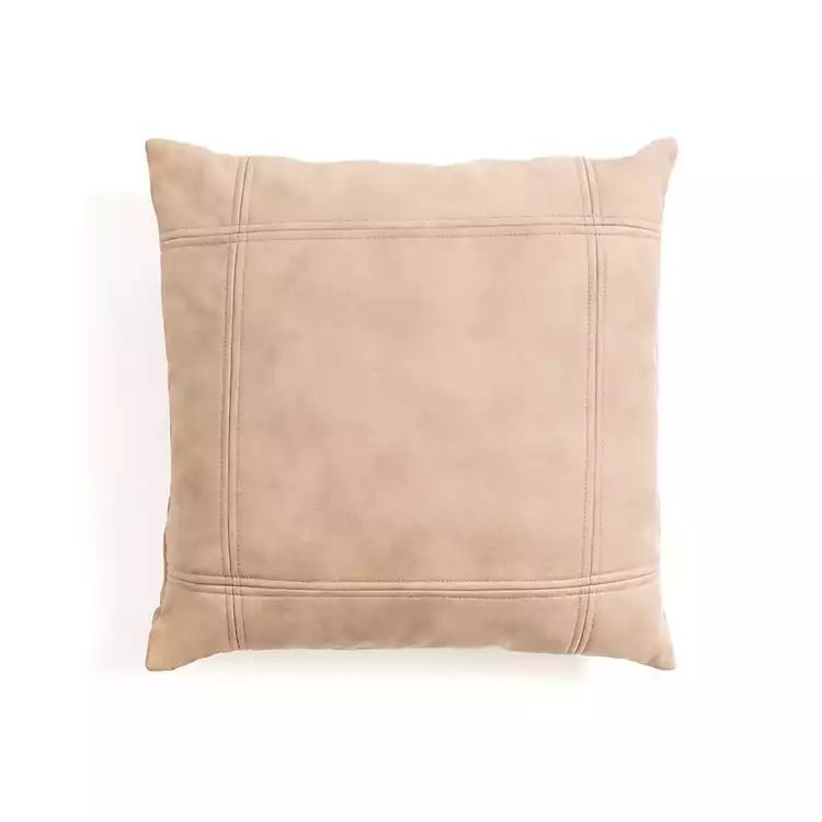 New! Taupe Faux Leather Splice Throw Pillow | Kirkland's Home
