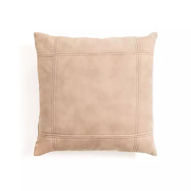 New! Taupe Faux Leather Splice Throw Pillow | Kirkland's Home