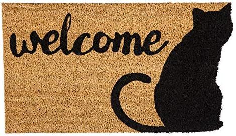 Evergreen Flag Cat Welcome Shaped Coir Mat - 28 x 1 x 16 Inches | Amazon (US)