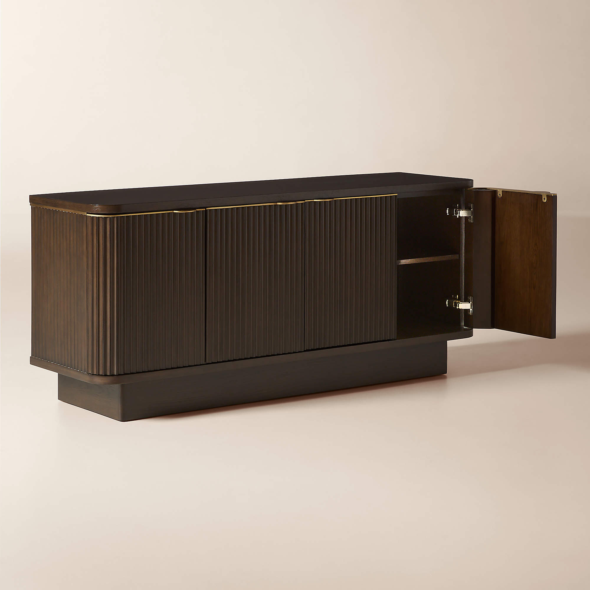 Davison 60" Fluted Dark Oak Media Console + Reviews | CB2 | CB2