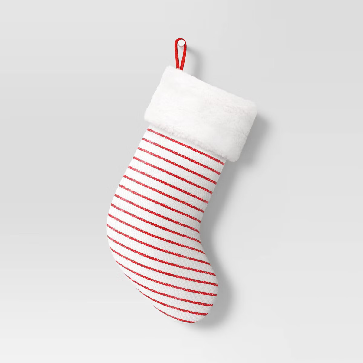 20" Woven Striped Christmas Stocking with Faux Shearling Cuff Red - Wondershop™ | Target