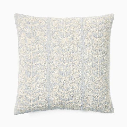 Embroidered Linear Floral Pillow Cover | West Elm (US)