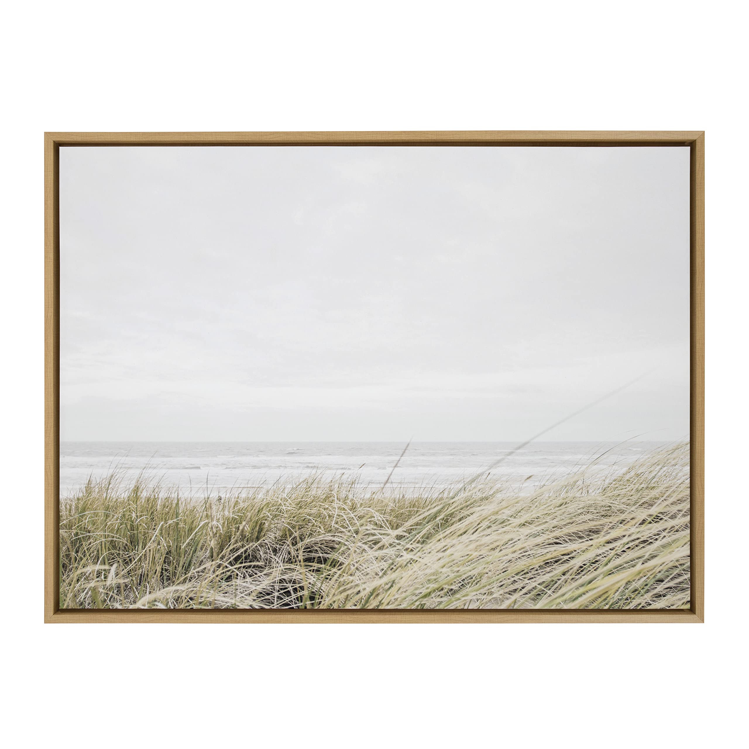 Kate and Laurel Sylvie East Beach Framed Canvas Wall Art by Amy Peterson Art Studio; 28x38 Natura... | Amazon (US)
