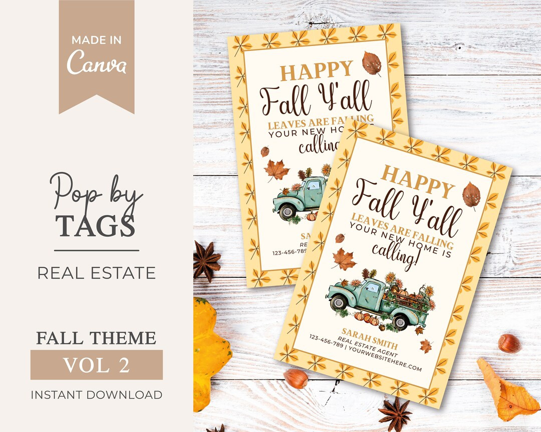 Fall Pop by Tags Autumn Real Estate Pop by Tag Real Estate Marketing Leaves Are Falling New Home ... | Etsy (US)