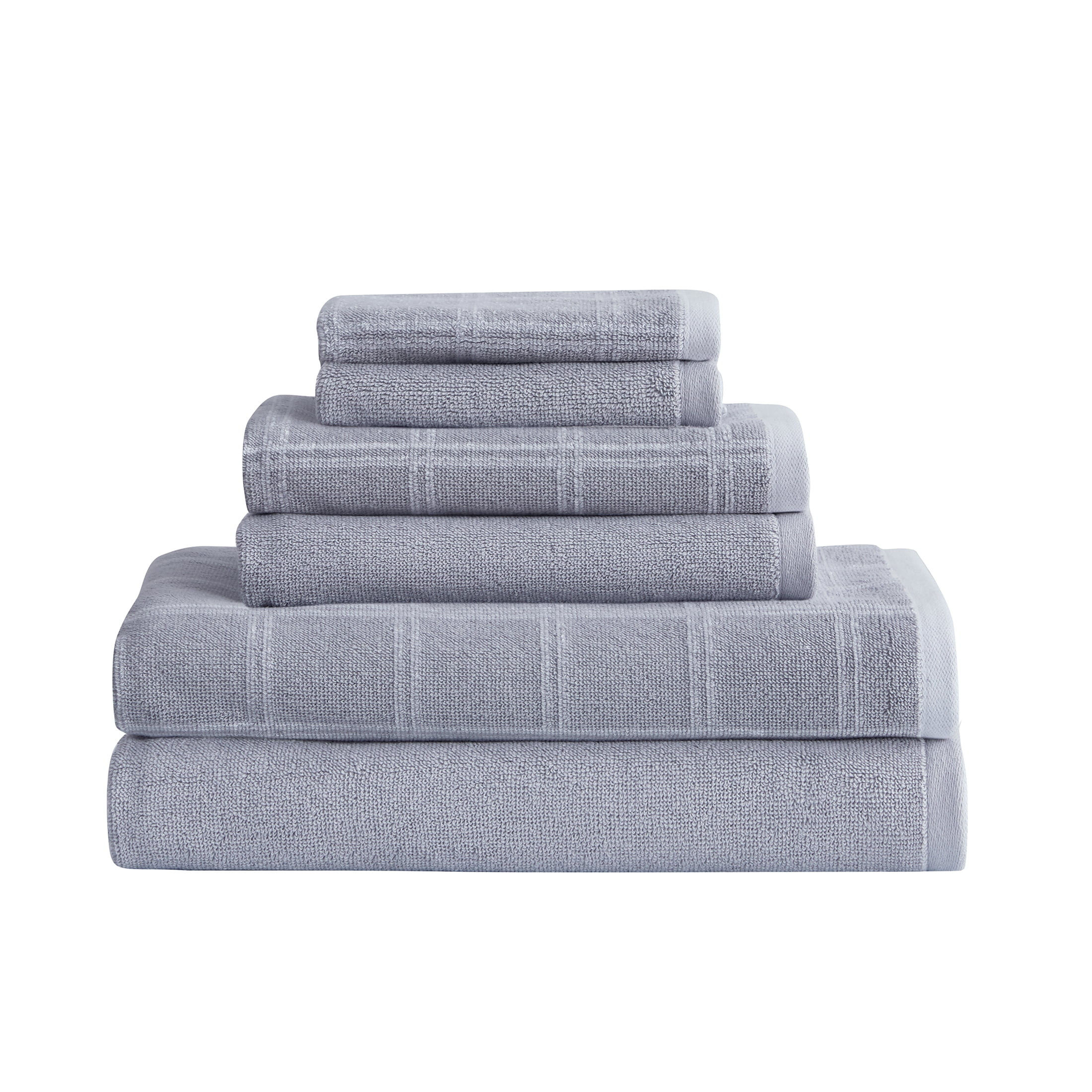 My Texas House 6 Pieces Stafford Plaid Cotton Bath Towel Collection, Gray - Walmart.com | Walmart (US)