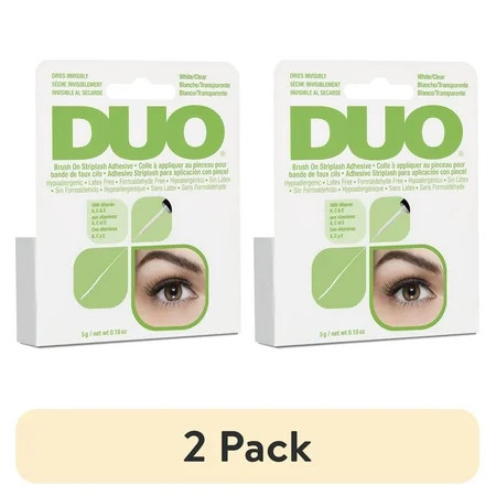 (2 pack) DUO Brush-On Liquid Lash Glue, Eyelash Adhesive, White/Clear, Dries Invisibly, 0.18 oz | Walmart (US)