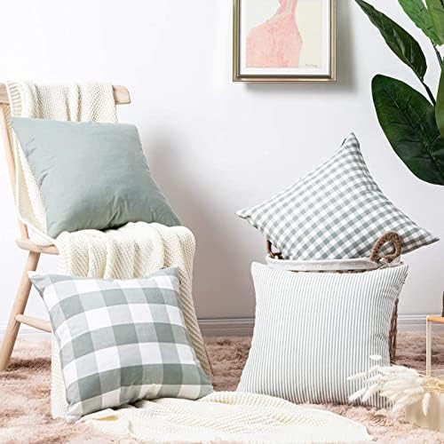 Topfinel Buffalo Check Plaid Throw Pillow Covers 18x18 inches Canvas Set of 4 Decorative Pillow Cove | Amazon (US)