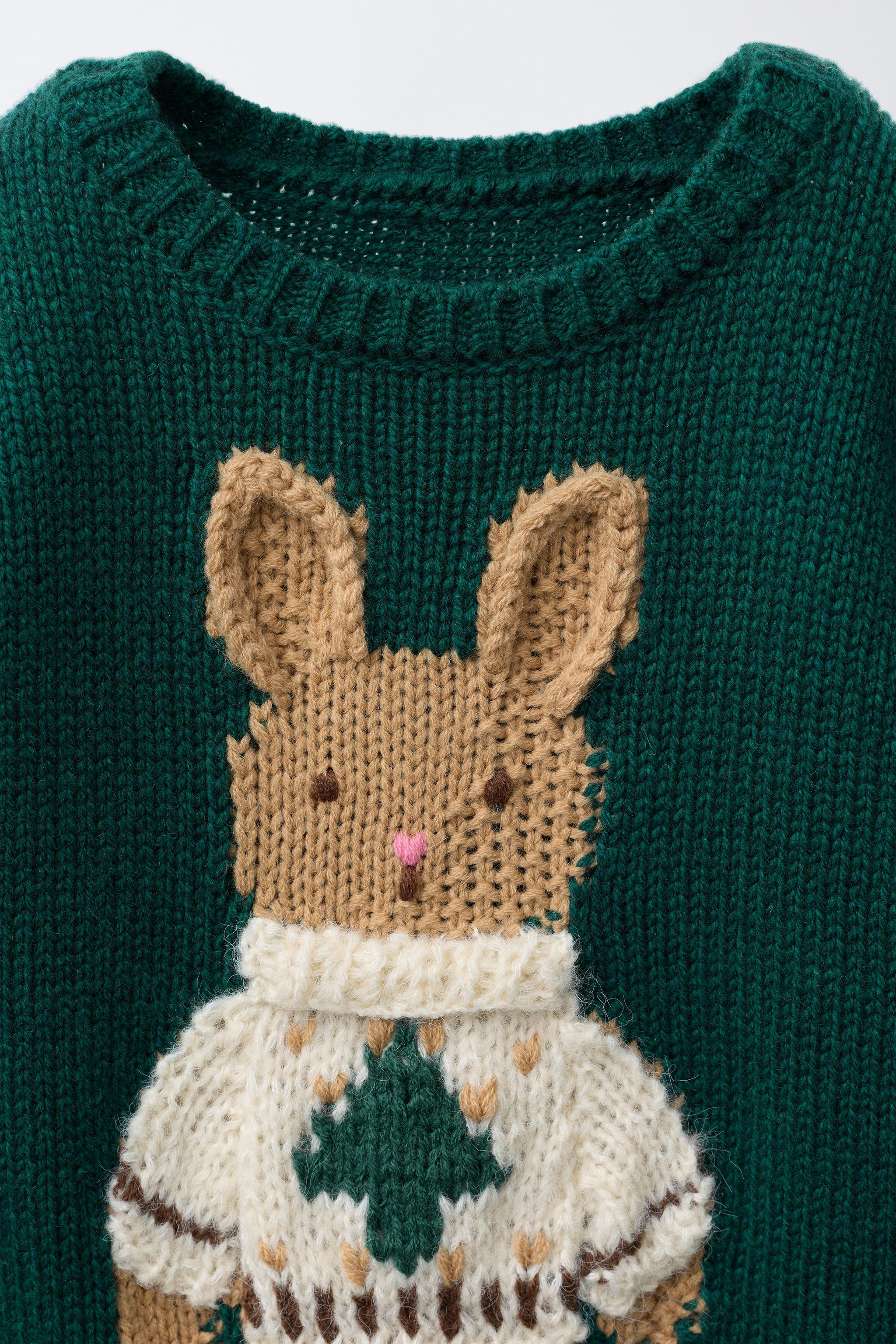 1-6 YEARS/ KNIT JUMPER WITH EMBROIDERED BUNNY WOOL | Zara US