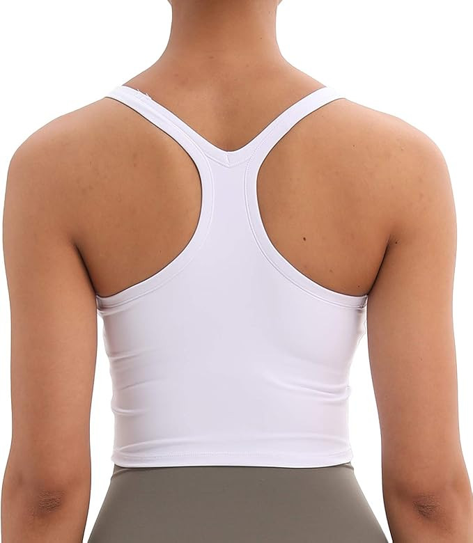 Lavento Women's Longline Sports Bra Yoga Racerback Crop Top with Built in Bra | Amazon (US)