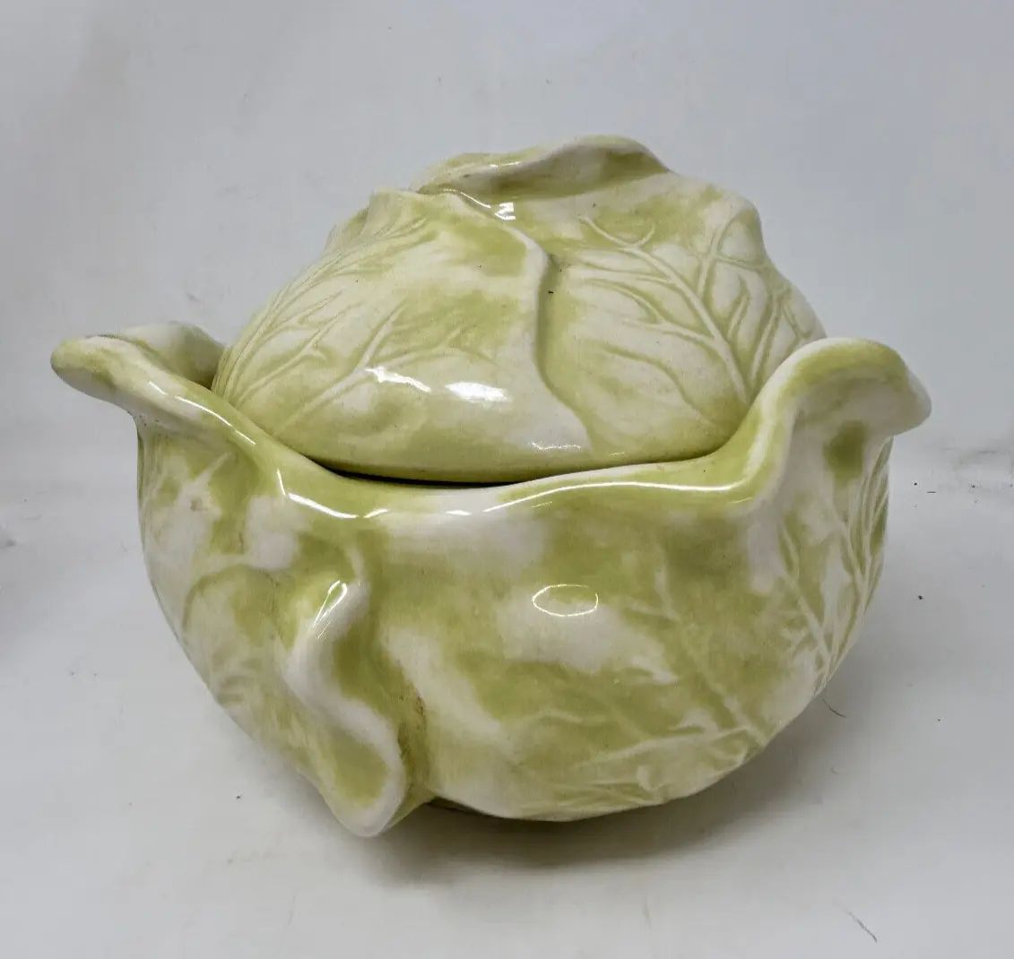 Vintage Ceramic Cabbage Lettuce Serving Dish Lidded Bowl  | eBay | eBay US