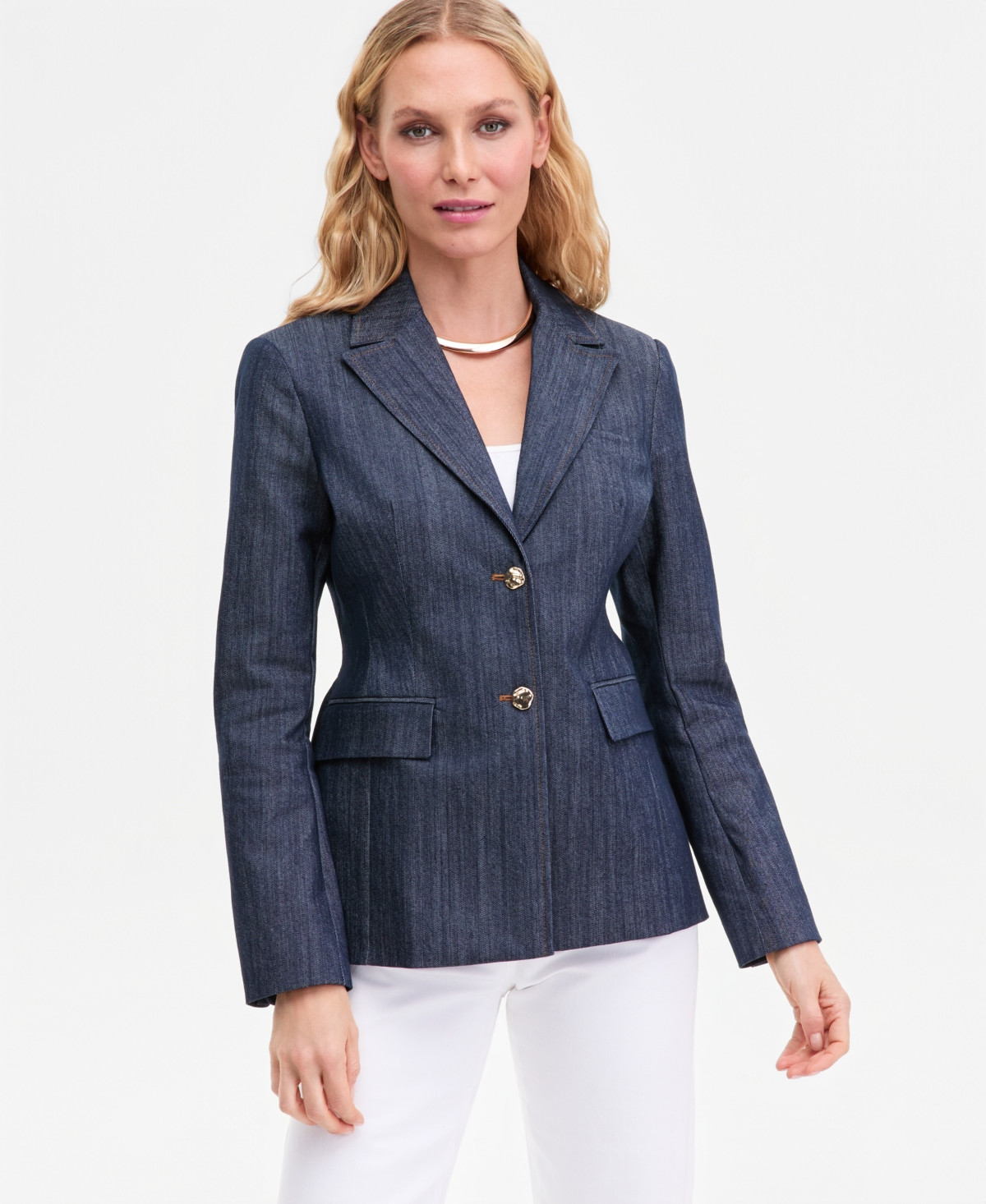 I.n.c. International Concepts Women's Hourglass Cotton Denim Blazer, Macy's Exclusive - Hudson Wa... | Macy's